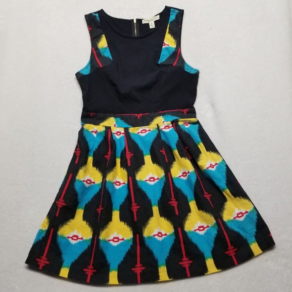 Staring at Stars 6 Dress Linen Blend Aztec Ikat Black Artsy Boho Western Beach